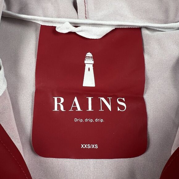 Rains Base Jacket Men’s XXS/XS Red Full Zip Hooded Long Sleeve Waterproof - Picture 11 of 16